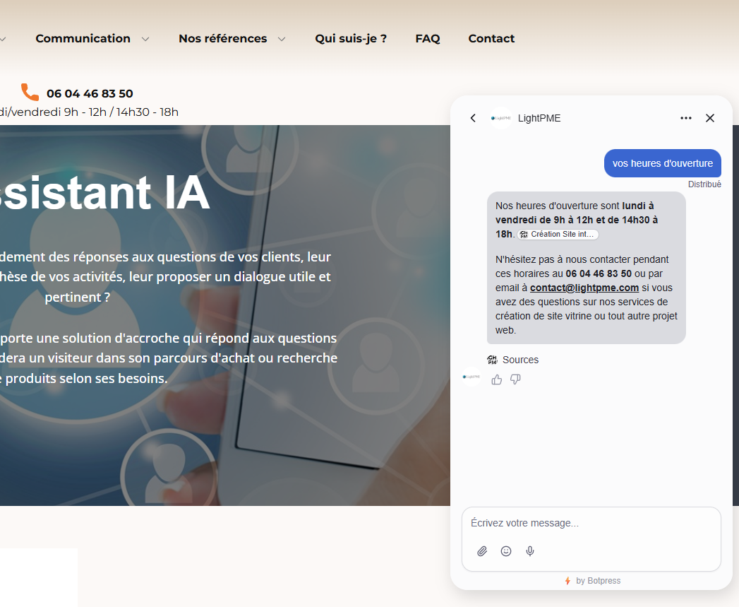 chatbot assistant ia Lightpme.com