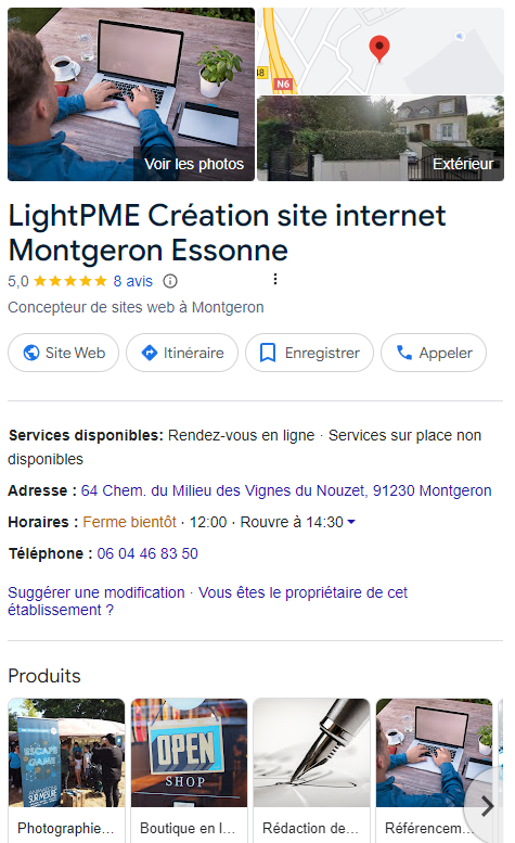 Fiche entreprise Google Lightpme.com
