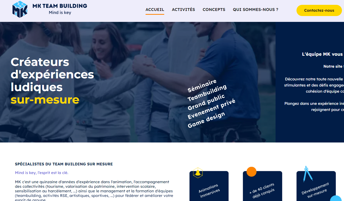 Site internet MK Teambuilding par LightPME